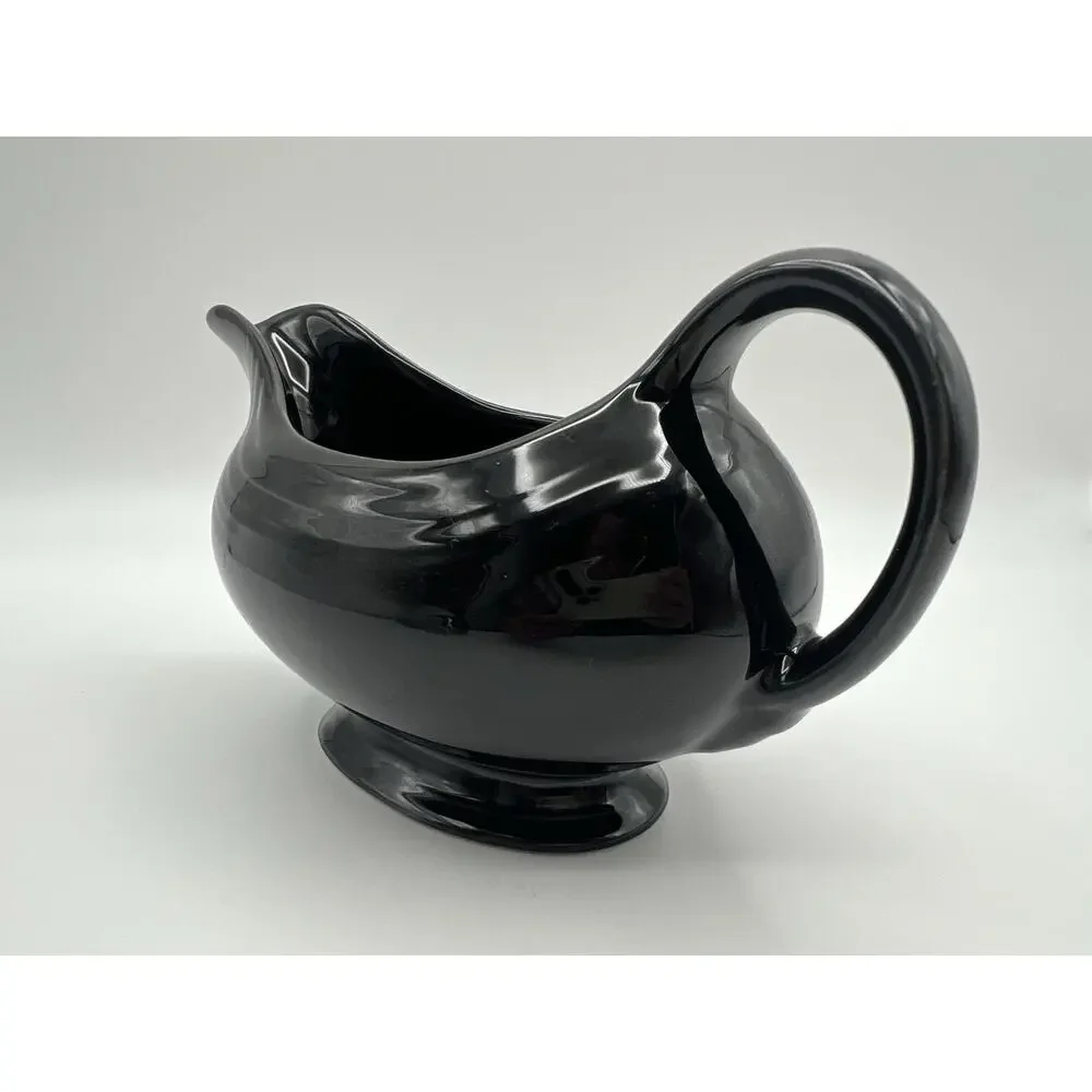 Homer Laughlin Fiesta BLACK Ceramic Open Sauce / Gravy Boat Retired